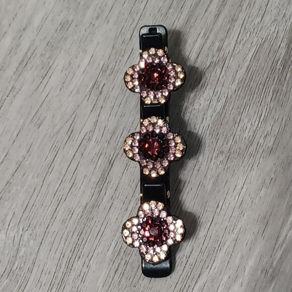 Multi-Toned Pink Rhinestone Floral Black Hair Clip - Picture 2 of 3